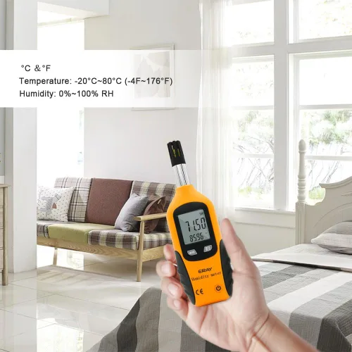 Miniatura 4 de Termómetro psicómetro digital higrómetro con luz de fondo, medidor de lectura de temperatura y humedad ERAY Termómetro higrómetro con punto de rocío