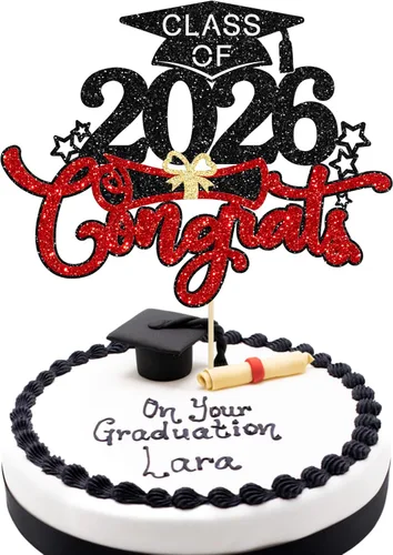 Miniatura 10 de 1 pieza de decoración de pastel de graduación 2023 con purpurina de felicitaciones 2023 para pastel de graduación 2023 temática de graduación