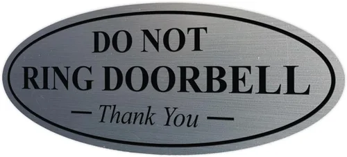 Miniatura 55 de All Quality Cartel de agradecimiento ovalado con texto en inglés «Do not Ring DOORBELL», color negro, pequeño, 1 paquete