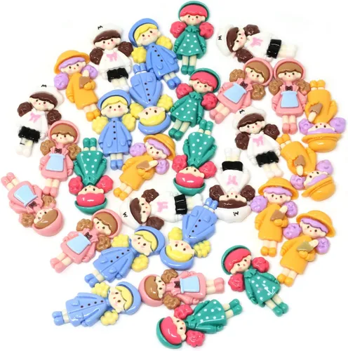 Miniatura 3 de Honbay 30 dijes de resina con diseño de limo de dibujos animados para niñas, con parte trasera plana, adornos para manualidades, pinzas
