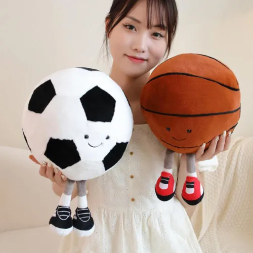 Miniatura 3 de OUKEYI Almohada de felpa de baloncesto de 11.8 pulgadas, almohada de felpa suave con forma de fútbol americano, juguete de peluche de baloncesto