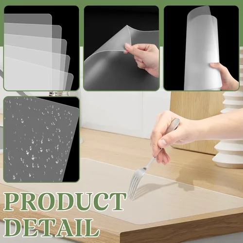 Miniatura 3 de Tecmisse Mantel individual de plástico resistente al calor, lavables, manteles individuales transparentes para mesa, comedor, cocina, manualidades