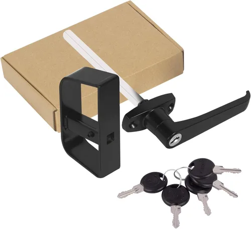 Kit de cerradura de cobertizo con mango en L de 5 teclas, herrajes de metal anticorrosión duraderos con vástago de 4-1/2 pulgadas | para casas de