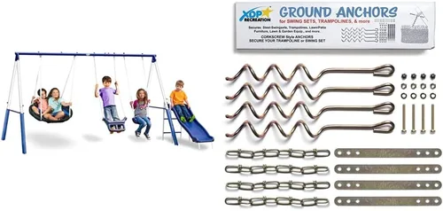 XDP Recreation Swingin' More Fun - Juego de columpios para niños en el patio trasero al aire libre, blanco/azul y XDP Recreation 70113, juego de