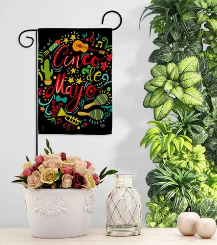 Miniatura 9 de Bandera de jardín de El Fiesta Cinco de Mayo – Fiesta de Verano Cactus Pinata Sombrero Mexicano al aire libre – Cartel de decoración de la casa
