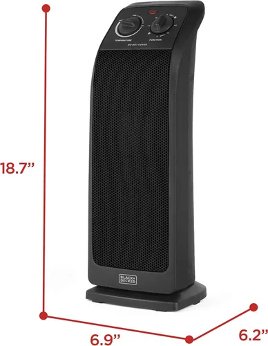 Miniatura 7 de BLACK+DECKER Calentador de torre de cerámica oscilante, calentador de espacio de 1500 W y ventilador combinado con termostato ajustable, 3 ajustes