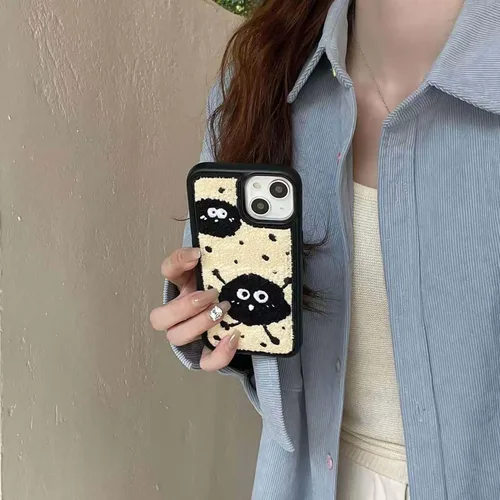 Miniatura 5 de Funda de briquetas linda y esponjosa para iPhone 14, 6.1 pulgadas (negro)