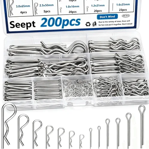 Miniatura 7 de 105 pines de chaveta de acero inoxidable 304 7 valores R Pasador de chaveta utilizado para sistema de bloqueo de enganche, camiones, motor