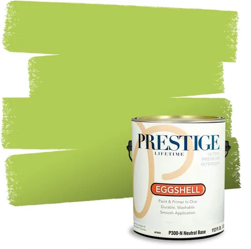 Miniatura 102 de PRESTIGE Pinturas Pintura interior e imprimación en uno, 1 galón, cáscara de huevo, aventura