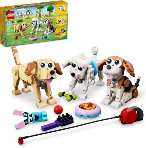 LEGO Creator 31137 - Juguetes de construcción de perros adorables 3 en 1, juguetes de simulación para niñas y niños, a partir de 7 años, juegos