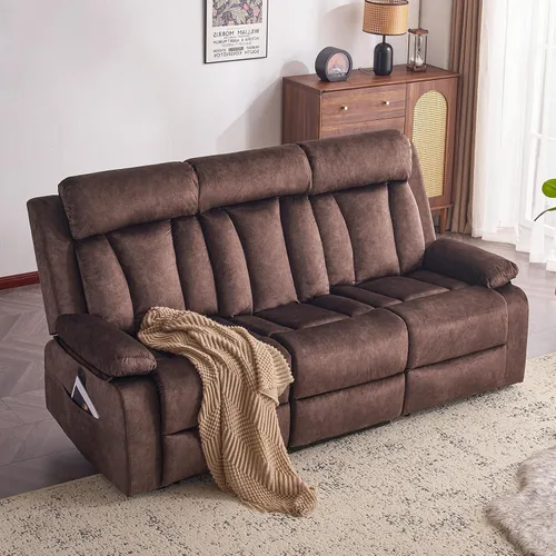 Miniatura 14 de Sofá reclinable de terciopelo, sofá biplaza reclinable doble con calor y masaje, sofá reclinable de pared con USB y tipo C, sofá reclinable