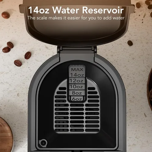 Miniatura 4 de COWSAR Cafetera de una sola porción, cafetera 2 en 1 para cápsulas K-CUP y café molido, tamaños de preparación ajustables de 6 a 14 onzas, depósito