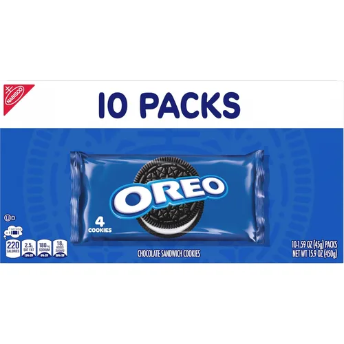 Miniatura 21 de OREO Galletas de sándwich de chocolate, 40 paquetes de aperitivos (4 galletas por paquete, 4 cajas)