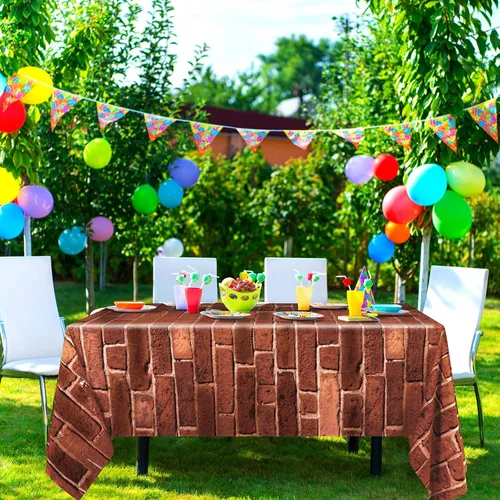Miniatura 3 de Chuangdi 2 piezas de telón de fondo de pared de piedra de 4.5 x 9 pies, decorado de escena de pared de piedra, papel tapiz, cortinas, puerta, mantel