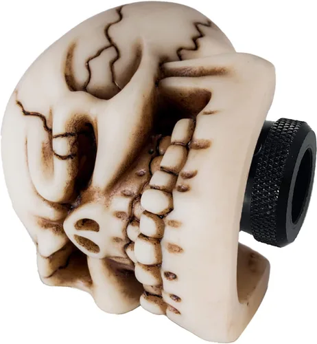 Miniatura 5 de Pomo de cambios con forma de calavera para palanca de cambios de coche, color beige, ajuste universal para la mayoría de las transmisiones manuales