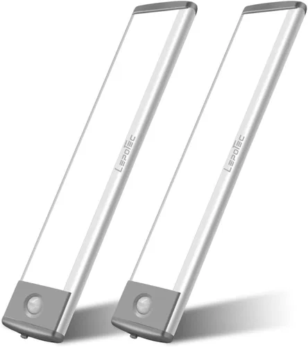 LEPOTEC 30 Luces LED Debajo del Mostrador para Armarios, Luz LED para Gabinetes con Sensor de Movimiento, Luz de Despensa Operada con Batería para