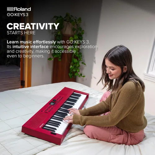Miniatura 3 de Roland GO:KEYS 3 Teclado de creación de música Teclado de 61 notas Altavoces estéreo integrados Soporte Bluetooth de audio/MIDI para Rojo