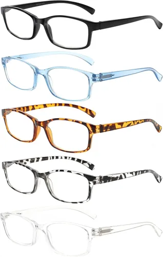 NORPERWIS Gafas de lectura 5 pares, lentes de calidad con bisagra de resorte, gafas vintage para lectura para hombres y mujeres (color mixto - 3,
