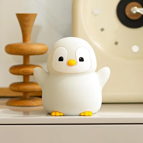 Miniatura 9 de ATSUI Luz Nocturna de Pingüino, Lámpara Nocturna de Animal Novelosa y Esponjosa LED, Silicona de Grado Alimentario, Atenuable en 2 Niveles, Luz