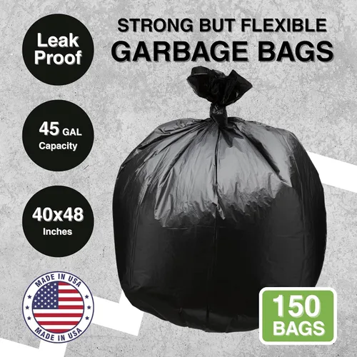 Miniatura 3 de Top Knot Bags Bolsa de basura de 45 galones, 40 x 48 pulgadas, color negro, 150 unidades para latas de 40 galones, 41 galones, 42 galones, 44
