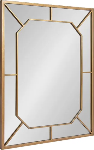 Kate and Laurel Ardithe - Espejo rectangular decorativo geométrico; 24 x 30; dorado; espejo rectangular vintage con incrustaciones de vidrio de