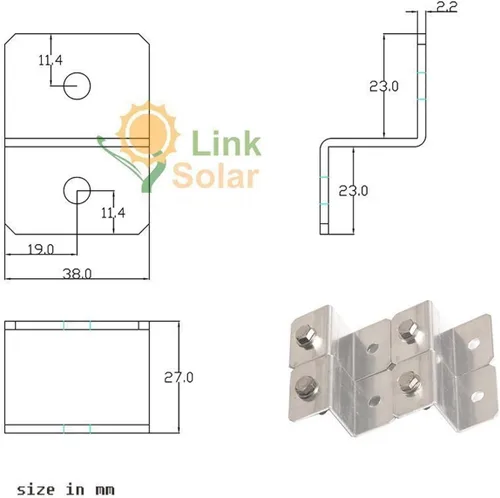 Miniatura 3 de Kit de soportes en Z para montaje de paneles solares para RV, barco, fuera de la red, techo, ancho de 38 mm, soporte para paneles solares de hasta