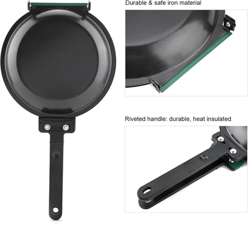 Miniatura 5 de Pasamer Doble Lado Antiadherente Revestimiento Cerámico Flip Sartén Pancake Maker Hogar Cocina Utensilios de cocina Verde Negro