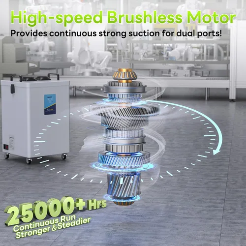 Miniatura 5 de FumeClear FC-2003 Extractor de humos de doble puerto para grabado láser de 20W 30W, bajo nivel de ruido, fuerte succión 330m³/h, sistema