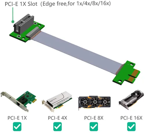 Miniatura 2 de HLT PCI-e PCI Express 36PIN 1X Cable de extensión extensor con conector chapado en oro (longitud de línea: 7.9 in)