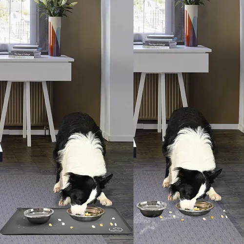 Miniatura 7 de Tapete de silicona impermeable para alimentación de perros y gatos, antideslizante, fácil de limpiar, mantel individual (28 x 24 pulgadas)