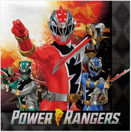 Treasures Gifted Suministros de fiesta con licencia oficial de Power Rangers, paquete de 16 servilletas, decoraciones de cumpleaños de Power