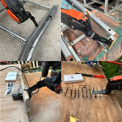 Miniatura 6 de XXGO 3 piezas extra larga corte de metal titanio oscilante multiherramienta hoja Lo mejor para cortar clavos de metal de plástico de madera en un
