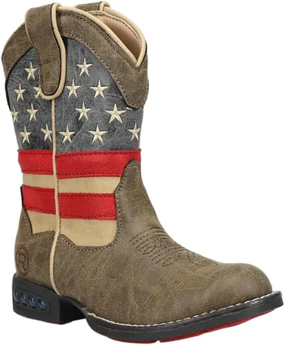 Miniatura 2 de ROPER Botas casuales patrióticas con punta redonda para niños a media pantorrilla, azul, marrón, rojo