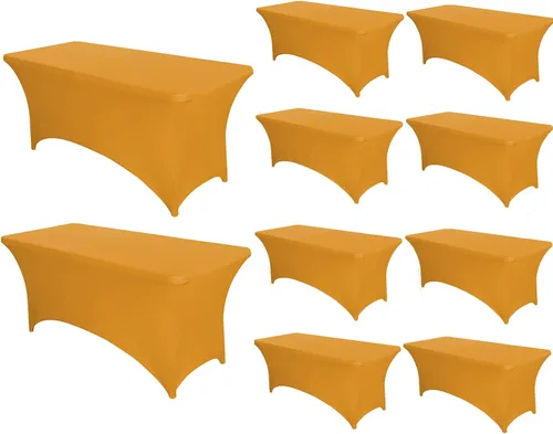 Miniatura 60 de PTC21B - Juego de 6 manteles elásticos de 6 pies, color negro, rectangular, ajustable, lavable, de elastano, para fiestas, bodas, cócteles