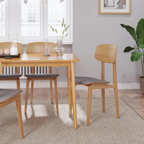Miniatura 7 de Panana Mesa de comedor moderna de 47 pulgadas, mesa de cocina con patas de madera maciza, acabado de roble, mesa de comedor para el hogar, muebles