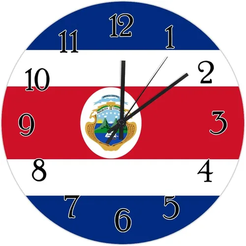 Reloj de pared decorativo de madera con diseño de recuerdo de país de Costa Rica, reloj de pared silencioso de 10 pulgadas, reloj de pared redondo