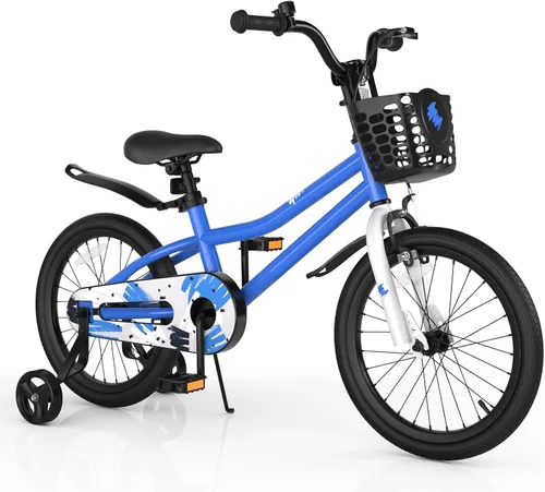 Miniatura 21 de COSTWAY Bicicleta para niños, 12, 14, 16, 18 pulgadas, para niños y niñas de 3 a 8 años, bicicleta para niños con ruedas de entrenamiento