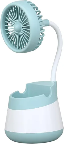 Miniatura 6 de Soporte para bolígrafo con ventilador portátil, organizador de escritorio de plástico, accesorios de escritorio y espacio de trabajo, suministros