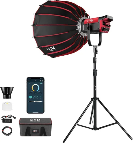 GVM 200W Luz de Video LED con Softbox, Kit de Iluminación para Fotografía SD200B con Red Mesh Bluetooth/Control DMX, Kit de Iluminación Continua de