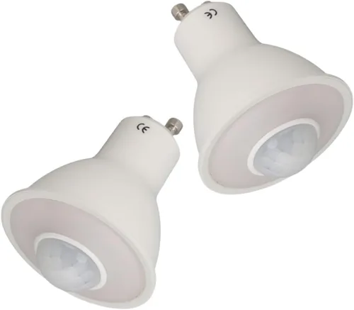 2 bombillas LED GU10, sensor de movimiento LED infrarrojo inducción humana bombilla de repuesto luz cálida 3000 K 5 W 500LM CA para techo pasillo
