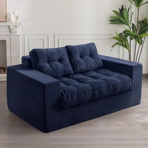 Miniatura 16 de MAXYOYO Sofá de 3 Plazas sin Estructura, Sofá Moderno Acolchado para Sala de Estar, Sillón Suave Tipo Puf de Espuma de Alta Densidad con Almohadas