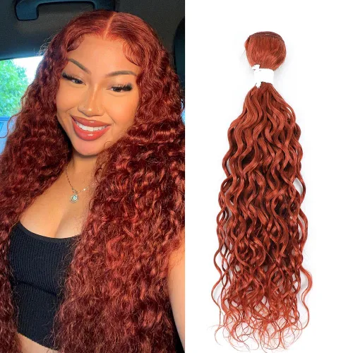 Miniatura 9 de Paquete de cabello humano ondulado #350, color naranja quemado, 10 pulgadas, doble trama rizado, 100% cabello humano brasileño, 1 paquete