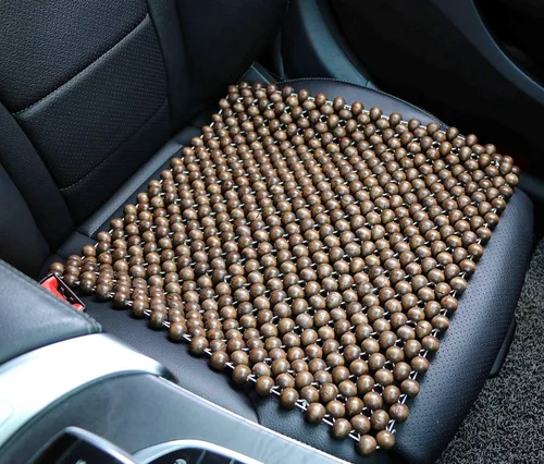 Miniatura 3 de Protector de asiento con cuentas de madera natural, almohadilla transpirable, fresca y cómoda para verano, cojín masajeador (cuadrado)