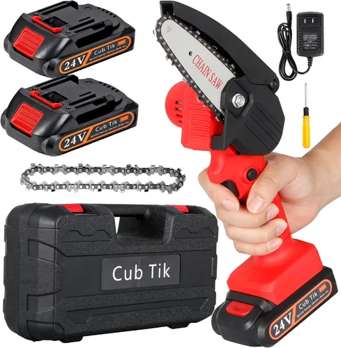 Mini motosierra inalámbrica de 4 pulgadas, motosierras portátiles de mano con una sola mano para corte de madera de rama de árbol