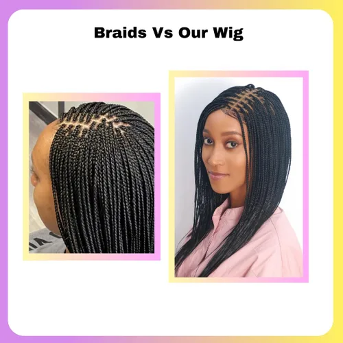 Miniatura 5 de Wow Braids Peluca de Trenzas Box - Pelucas Trenzadas Micro Sin Nudos Para Mujeres Negras, Con Gorra de Encaje Suizo Completo 360 Sin Pegamento