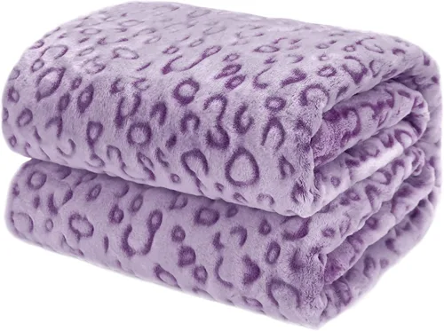 Miniatura 25 de ZHIKU Manta de Tiro Azul Tamaño Queen Suave de Forro Polar Mantas de Tiro para Cama Leopardo azul