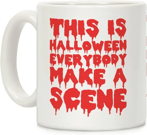 Miniatura 26 de LookHUMAN Taza de Café de Halloween – Halloween Is Meowgical Tazas, Taza de Café Espeluznante Idea de Regalos de Taza, 15 Onzas 10-Blanco