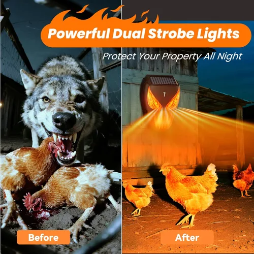 Miniatura 3 de Repelente solar nocturno de animales al aire libre, dispositivos disuasorios de coyote impermeables con luces depredadoras, dispositivos repelentes