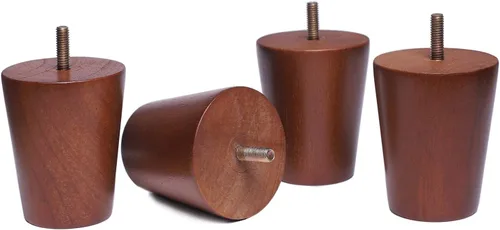 Miniatura 3 de Sofá redondo de madera maciza con patas de madera maciza con acabado de nogal (4 pulgadas, juego de 4)