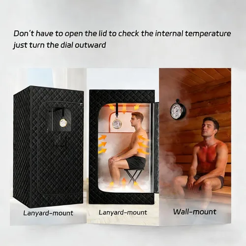 Miniatura 3 de Combo de termómetro de sauna Fahrenheit e higrómetro con soporte de cordón, termómetro colgante para sala de sauna, sauna de vapor portátil, rango